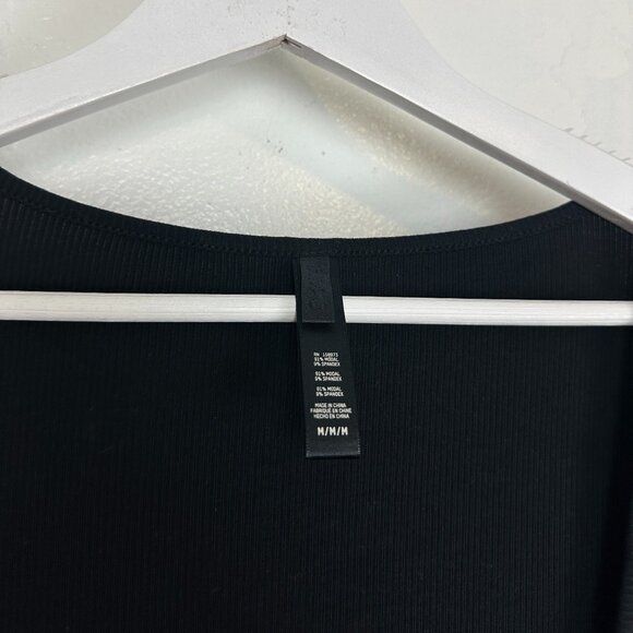 SKIMS Lounge Ribbed Long Sleeve Maxi Dress in Onyx Black Size Medium - Picture 9 of 16